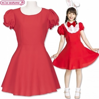 セレクトコス　パフスリーブワンピース　レッド（コスチューム）